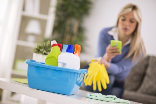 Supervisor reviewing safety procedures before a carpet cleaning task